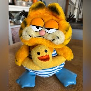 Dakin Garfield Plush Swimming VTG Duck Float Stuffed Animal 1981